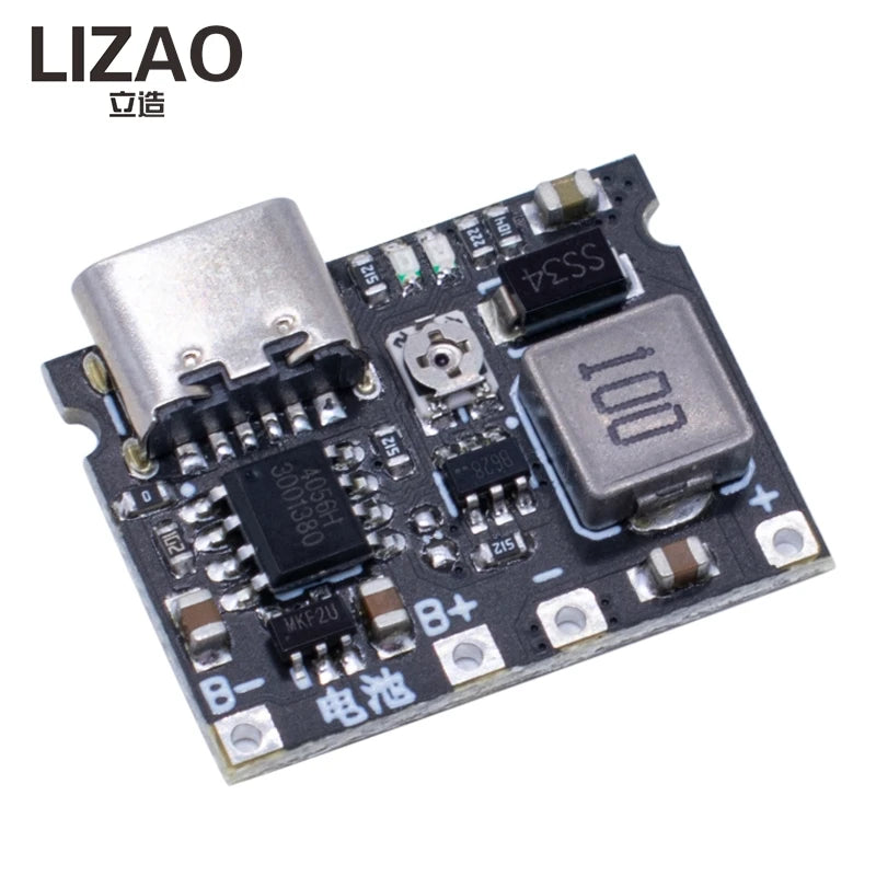 Type-C USB 18650 Lithium Battery Charger Board, 3.7V 4.2V 1A 5W TP4056 DC-DC Step Up Boost Module for DIY Electronic Projects