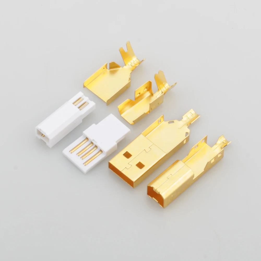 Hi-End Gold Plated USB A To B Connector Type A-B Plug DIY HiFi USB Cable Replacement Audio Grade USB Wire Repair Spare Parts