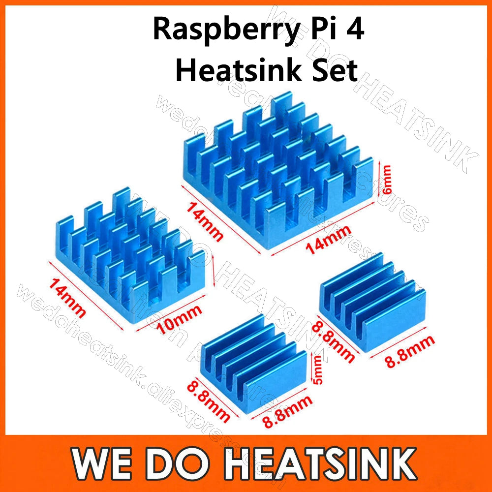 WE DO HEATSINK 4pcs/set Raspberry Pi 4 DIY Heat Sink Aluminum Heatsink Cooler Radiator Kit for Raspberry Pi 4B Heat Dissipation