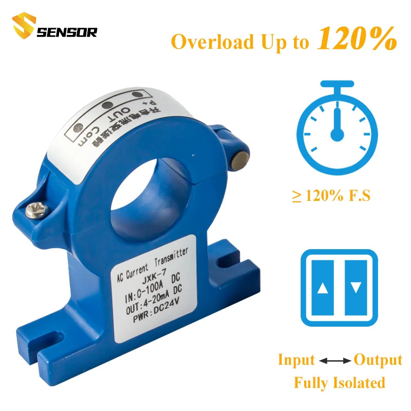 JXK-7 Hall Effect Current Sensor 4~20mA AC 50A 100A 200A 500A 1000A 1500A DC Current Transmitter Split Core Current Transducer
