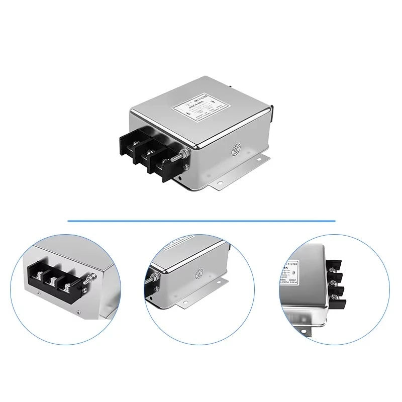Three-phase EMI power filter 380V 30A 60A 100A | Low noise 3-wire filter CE RoHS certified