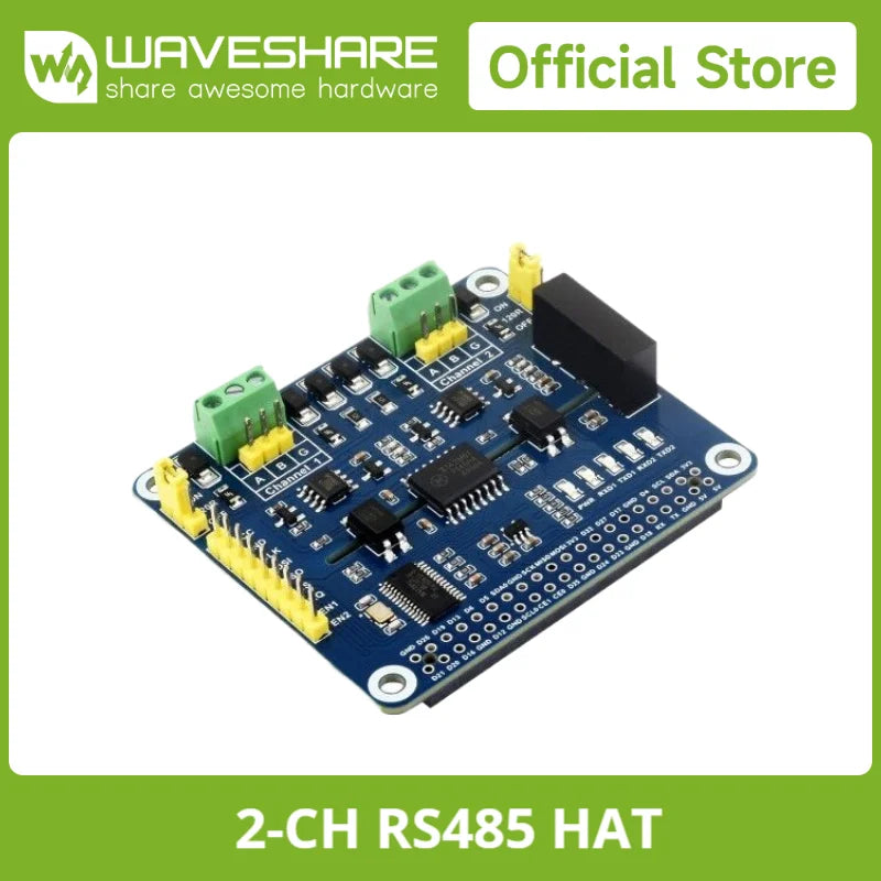 Waveshare 2-Channel Isolated RS485 Expansion HAT With Multi Onboard Protection Circuits. for Raspberry Pi
