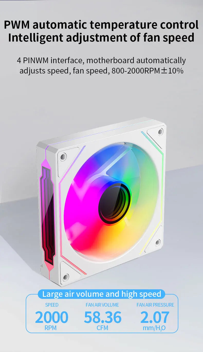 TEUCER Prism4 Forward/Reverse Fans 120MM 5V 3PIN ARGB 12V 4PIN PWM  2000RPM Hydraulic Bearing Design Stable&Quiet For Gamer
