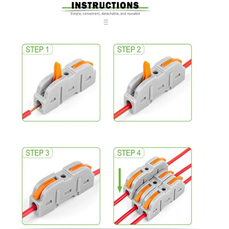 Boxed 34PCS Lever Quick Home Wire Connectors Terminals Conductor Spliceable Butt Wiring Block Reusable Electrical Connectors
