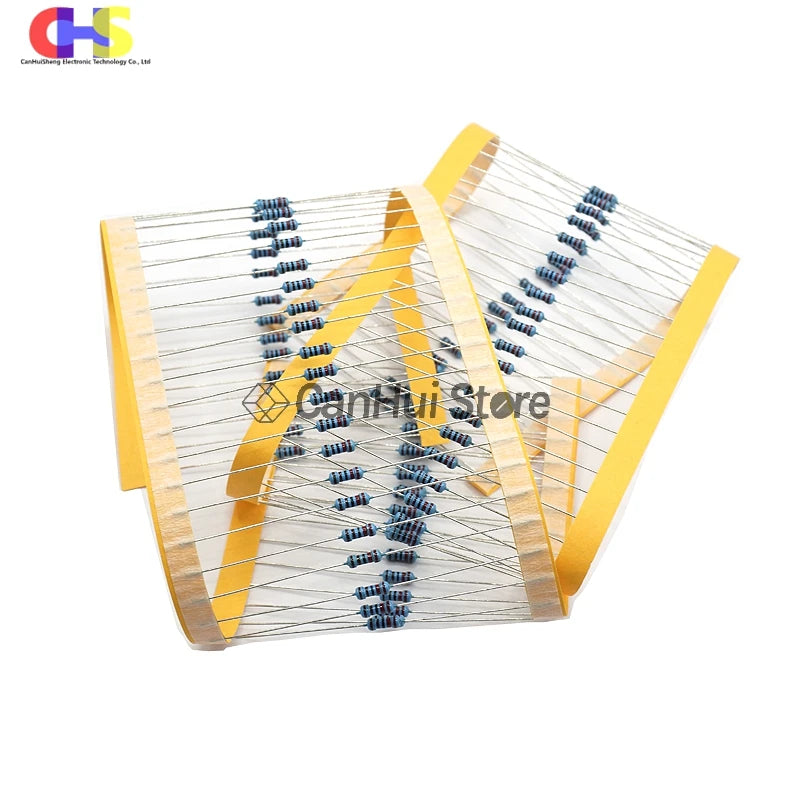 100pcs 0.25W 1/4W 1R~22M 1% Metal Film Resistor 0R 2.2R 4.7R 10R 22R 47R 68 100R 220R 1K 1.5K 2.2K 4.7K 10K 100K 470K 1M 10M ohm