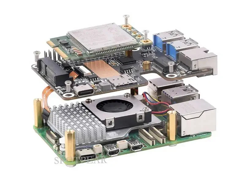 Raspberry Pi 5 PCIe to MiniPCIe 4G Gigabit Ethernet RJ45 USB HUB HAT With LTE Module SIM7600E SIM7600SA-H SIM7600G EC25-AUX EG25