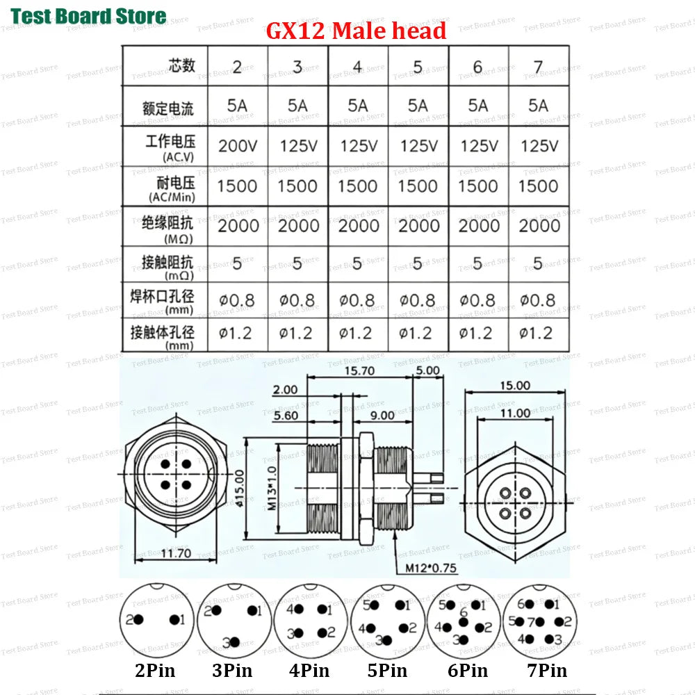 5 Sets/lot GX12 GX16 GX20 2P 3P 4P 5P 6 7P 8P 9 10 12 Pin Male Female Docking Aviation Plug Socket Waterproof Circular Connector