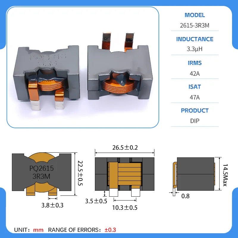 Flat Copper Wire PQ2615 PQ2616 PQ2617 PQ2618 PQ2620 Ferrite DC Filtering