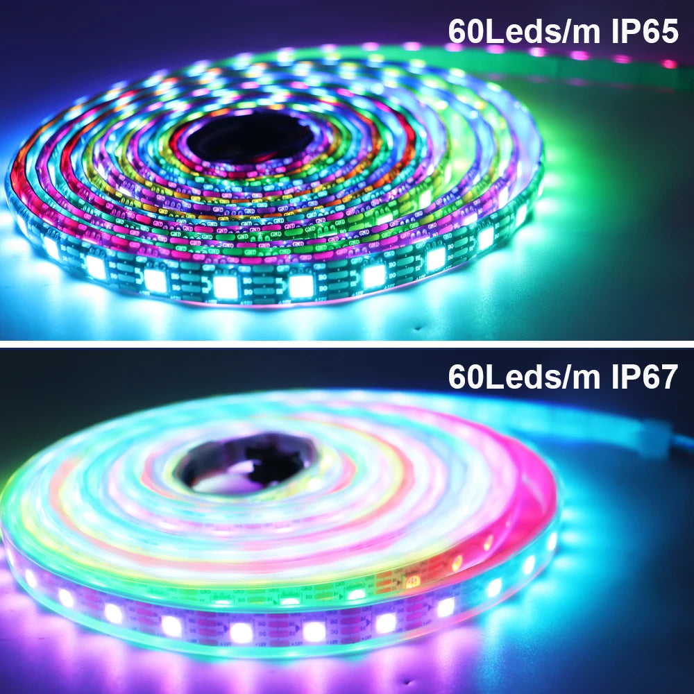 WS2811 WS2812B WS2813 WS2815 5050RGBIC Smart LED Strip Lights Individually Addressable IC  30/60/144Pixels/Leds/m Light DC5V/12V