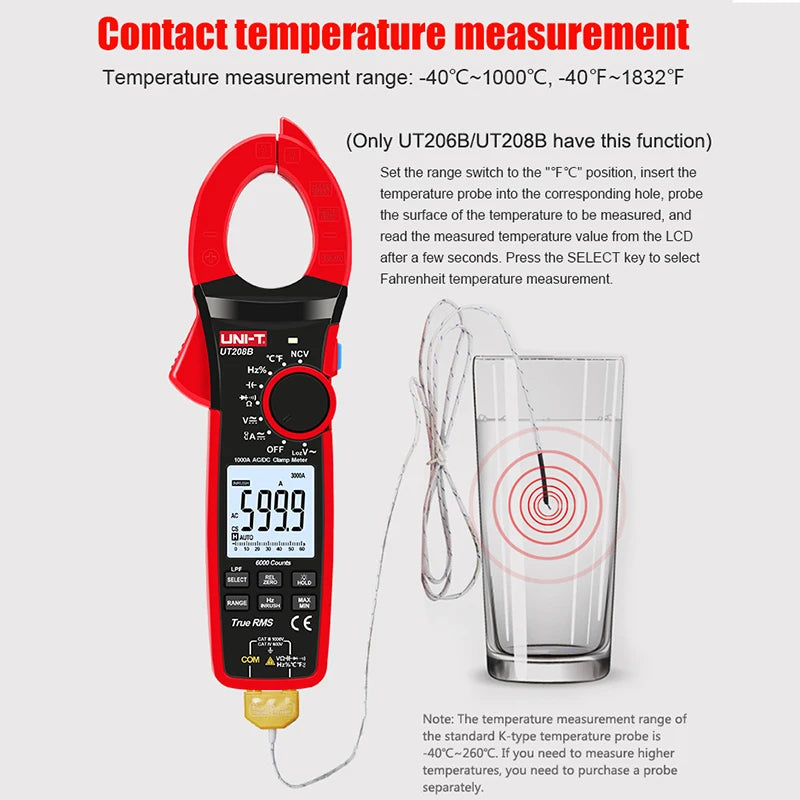 UNI-T 1000A True RMS Digital Clamp Meter 1000V AC DC Voltmeter Pliers Ammeter UT206B UT207B UT208B Inrush Current LPF ACV Test