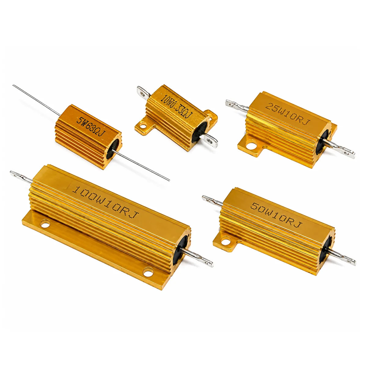 10PCS RX24 Aluminum Case Power Resistor 5W 10W 25W 50W 100W 0.1R-10KΩ High Power Wirewound Resistor Heat Sink