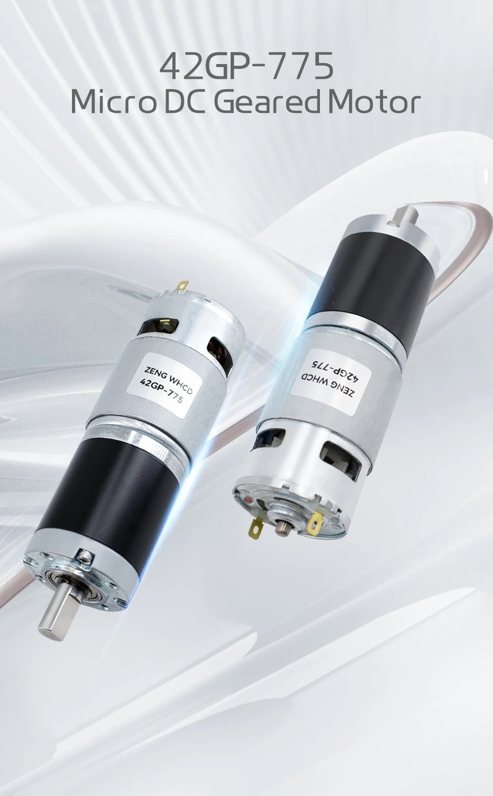 Planetary Reduction Motor 42GP-775 High Torque 12V/24V Can Rotate Forward and Reverse 8PRM~1600PRM, Maximum Torque 253KG.CM
