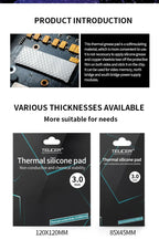 TUECER GPU CPU Thermal Pad Heatsink Cooling Conductive Silicone Pad 80x40/100x100mm High Quality Thermal Pad thermal insulation