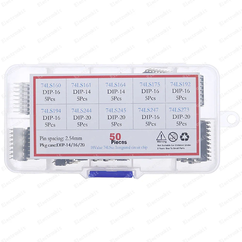 50Pcs IC Integrated Circuit Chip Assortment Kit 74LS160 74LS161 74LS164 74LS175 74LS192 74LS194 74LS244 74LS245 74LS247 74LS273