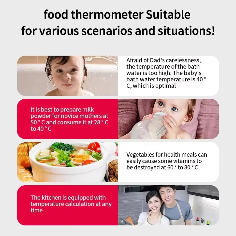 -50-300℃ Digital Food Thermometer For Meat Kitchen Cooking Water Milk Food Probe Temperature Meter BBQ Electronic Oven Tool