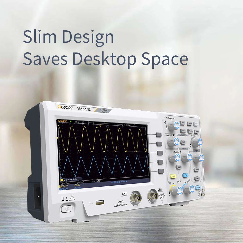 OWON SDS1102 100MHz 2 Channel Digital Oscilloscope 1GSa/s Real Time Sampling Support SCPI Command LabVIEW Secondary Development
