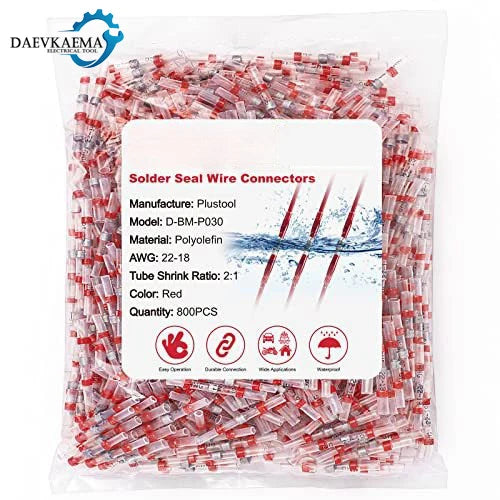 Blue Heat Shrink Solder Seal Wire Connectors Kit Waterproof Butt Connector Heat Shrink Electrical Terminals or Marine Automotive
