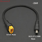 1PC 1.5 ㎡ 30CM XT60 Male/Female Connector To DC5521 DC5525 Power Cable Adaptor For Car Battery Charging Adapter Cables