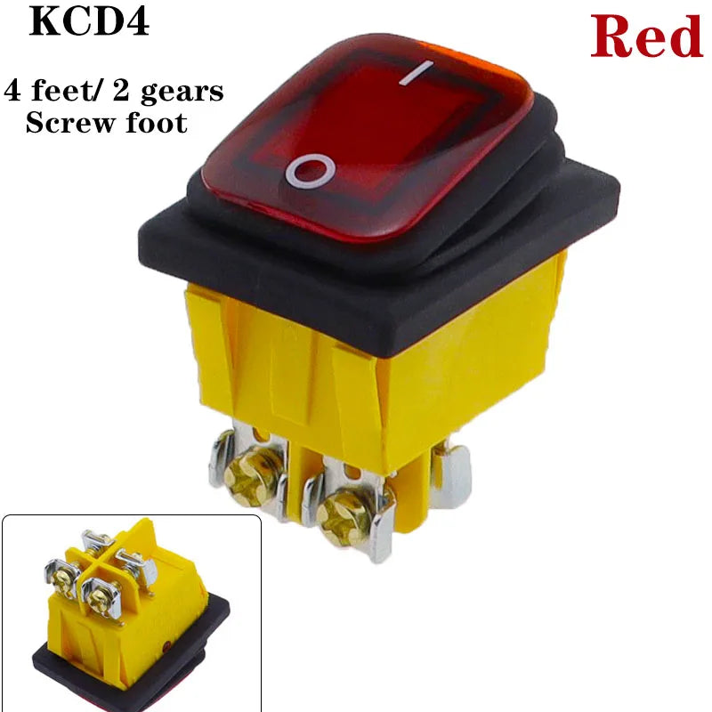 KCD4 on off 30A/250V Heavy Duty 4 pin DPST IP67 Sealed Waterproof T85 Auto Boat Marine Toggle Rocker Switch with LED 12V 220V 30