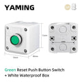 1P One-Hole Momentary Self-Reset Push Button Switch Start/Stop Round Flat Green Mushroom Head Control Box 22mm