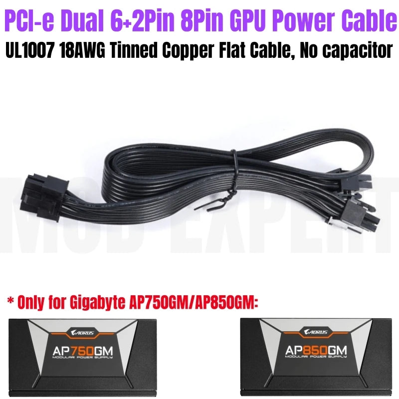 Modular Power Cable for GIGABYTE AORUS AP750GM AP850GM, GPU PCIe 8Pin 6+2Pin, CPU 4+4Pin, HDD SSD SATA Molex IDE 4Pin, ATX 24Pin