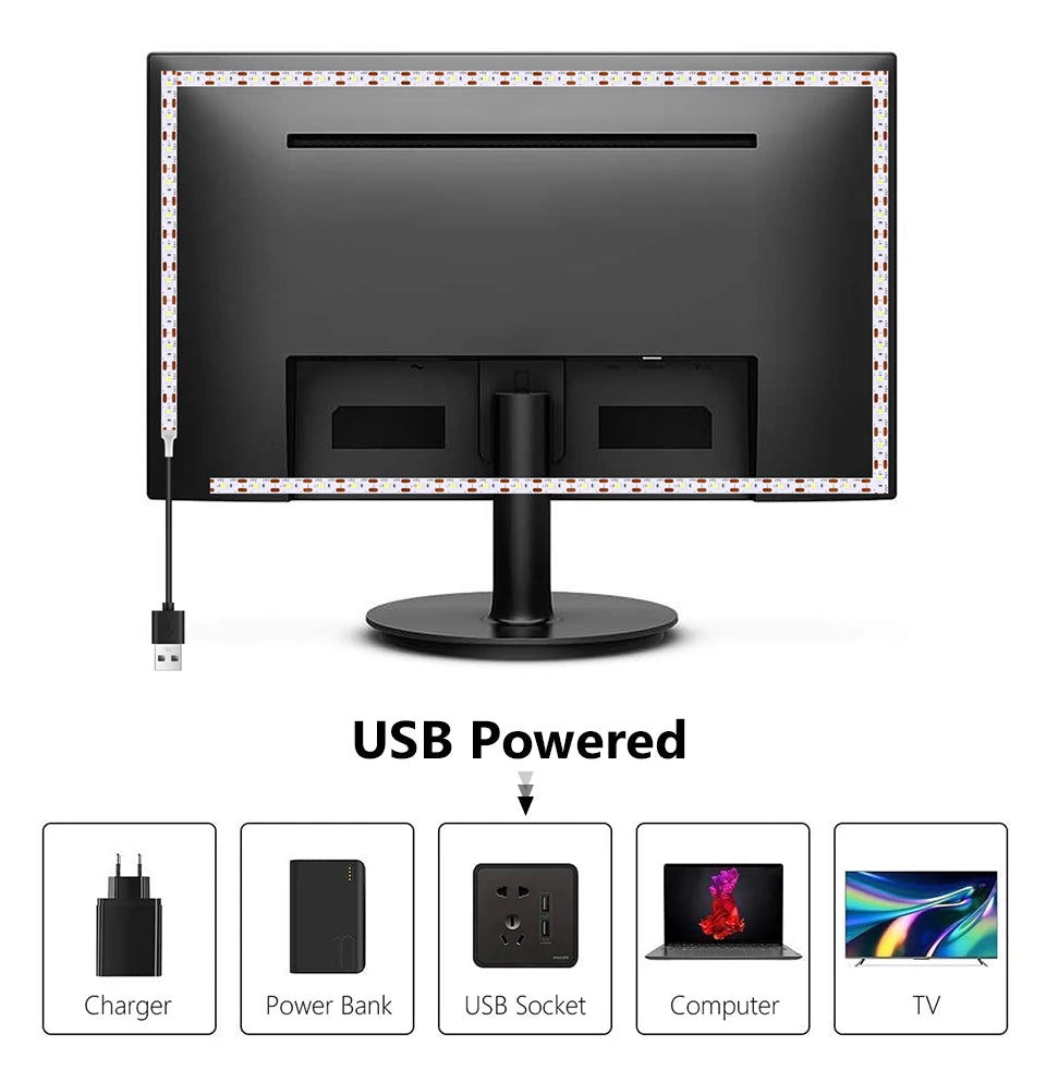 DC 5V USB LED Strips 2835 Diode Tape LED Ribbon Light TV Mirror Backlight Lighting Room Decor Lamp LED String Light 1M-5M