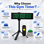 Gym Timer Clock for Home Fitness with Timer Button Large Digital Stopwatch Countdown Clock 12/24H Digital Wall Clock