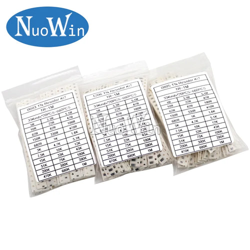 0402 0603 0805 1206 1210 2010 2512 SMD Chip Resistor Sample Kit Alloy Resistance Assorted Set 1% 5% 10R 100R 220R 1K 10K 100K