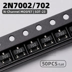 50~3000PCS 2N7002 N Channel MOSFET SOT-23 SMD 7002 702 Marking Code Small Signal Transistor FET Electronic Components