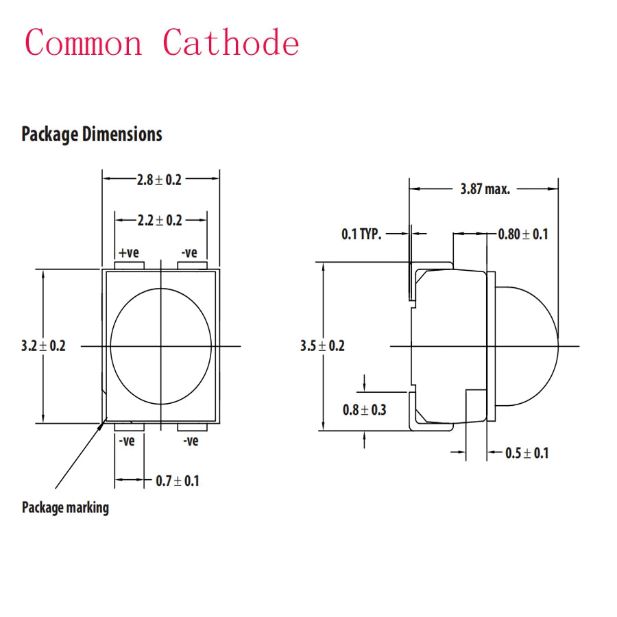 50/100/200PCS SMD LED 3528 4Pin PLCC-4 Red/Yellow/Blue/Green Color With Len For Car-Lighting