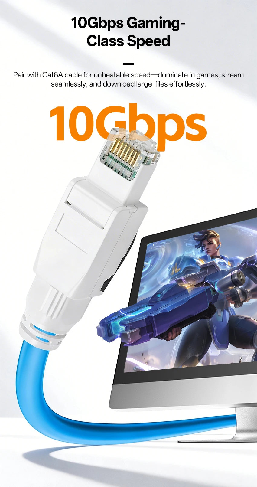 BYXGD Toolless RJ45 Connector Reusable 100/1000Mbps Shielded Cat5e Tool Free Plug