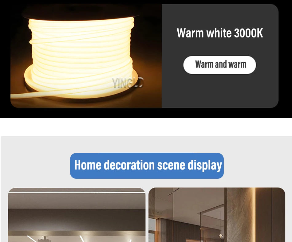220V COB LED Strip Light High Bright Switch/Dimmable US 110v EU Plug Neon Tape Kitchen Cabinet  lighting Waterproof garden