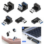 USB 3.0 Male to Female 90 Degree Right Angle Extension Adapter USB Upward Elbow Adapter 10Gbps for Laptop PC Connector Converte