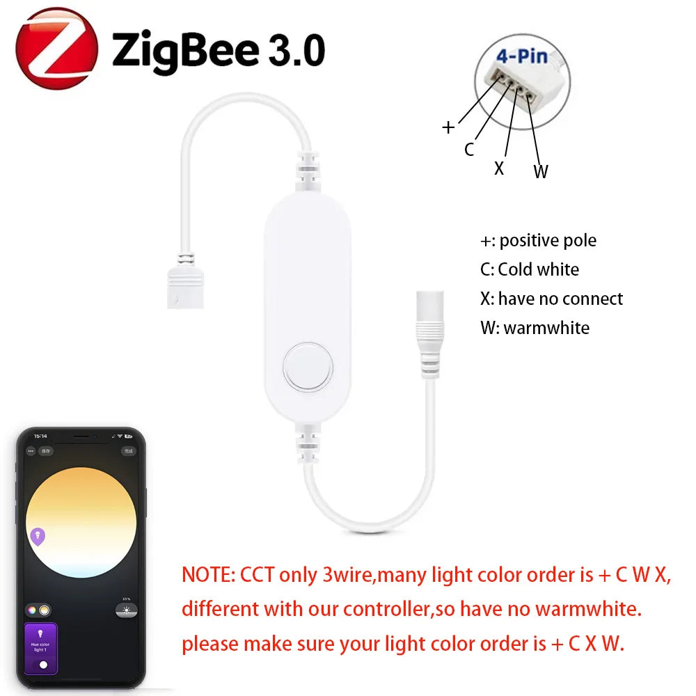 Zigbee 3.0 Smart LED Controller DC5V 12V 24V Dimmer Single Color CCT RGB RGBW RGBCCT LED Strip for Tuya Alexa SmartThings 2mqtt