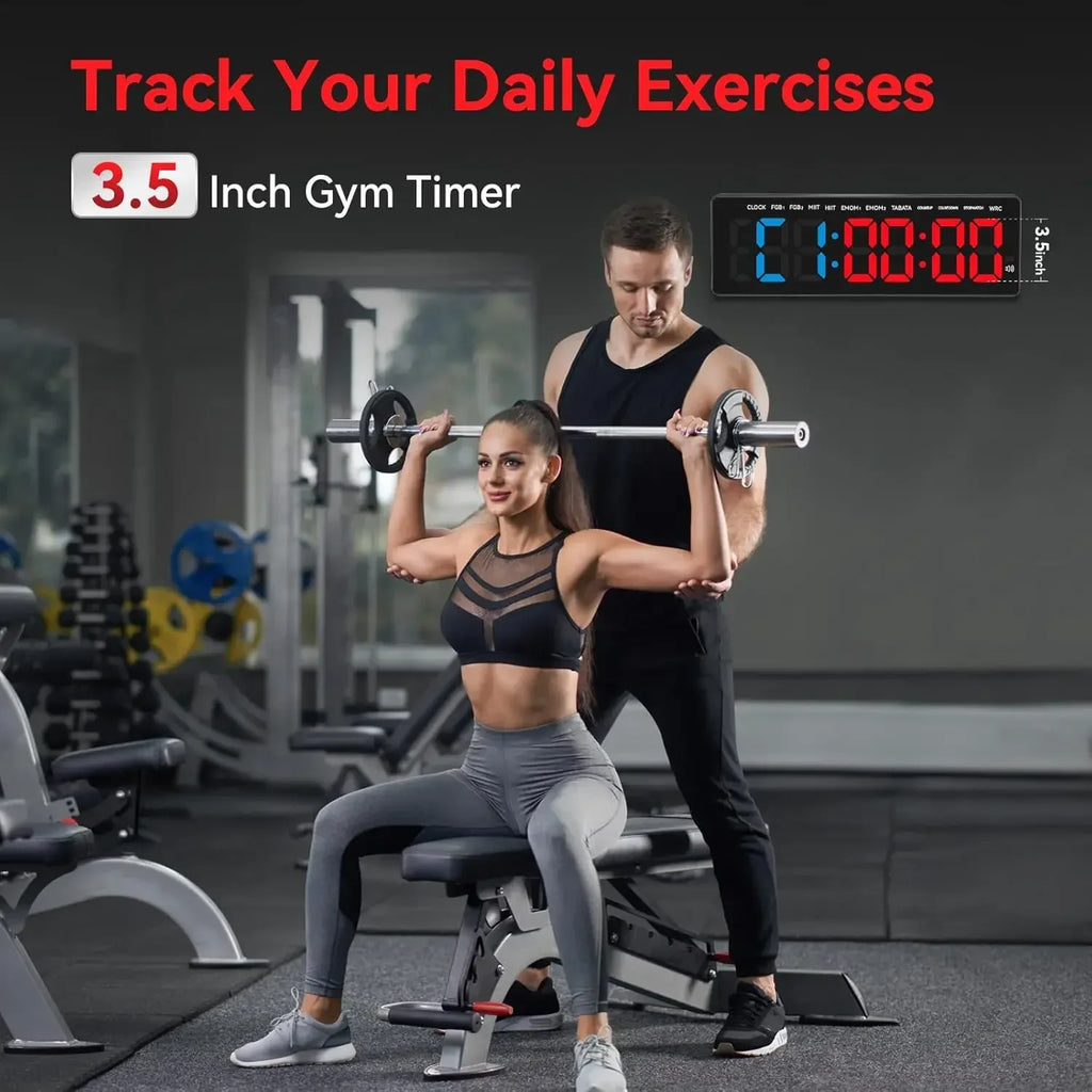 Gym Timer 3.5" Large LED Display Wall Clock Gym Interval Workout  Count Down & Up Stopwatch Digital Time Timers for Fitness Home
