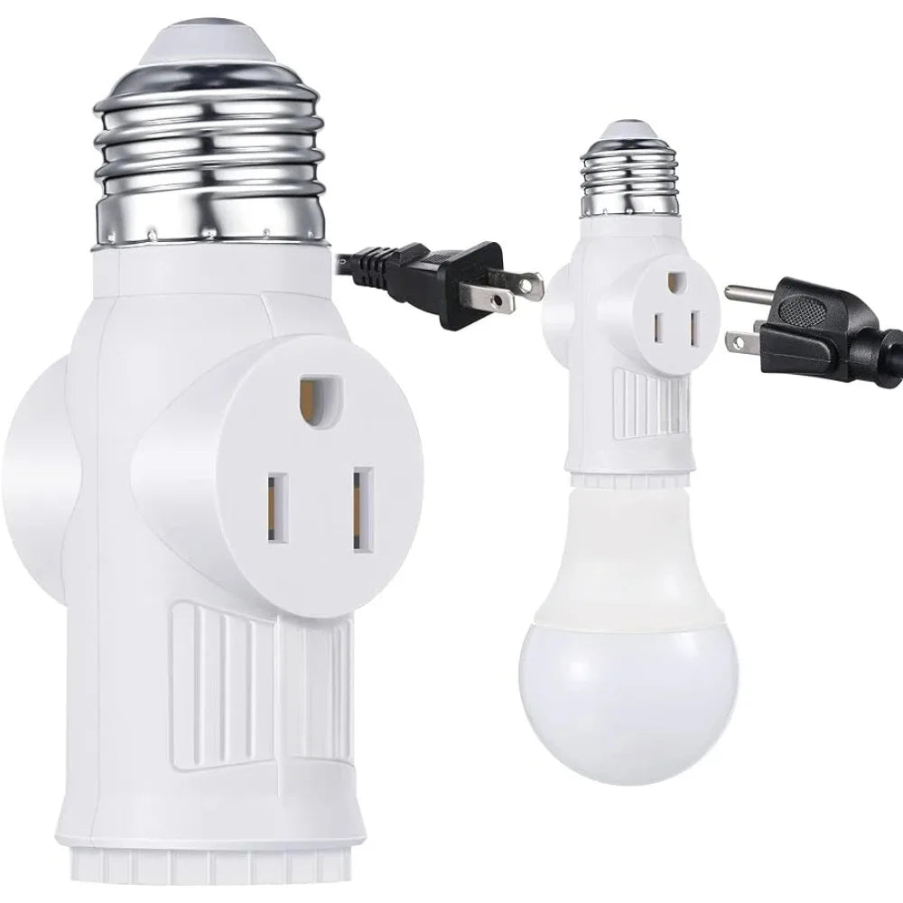 2pc E26 E27 Screw B22 Bayonet Rated 220V6A  Lamp Holder Light Base Socket to US EU AC Power Cord Outlets Plug Adapter Converter