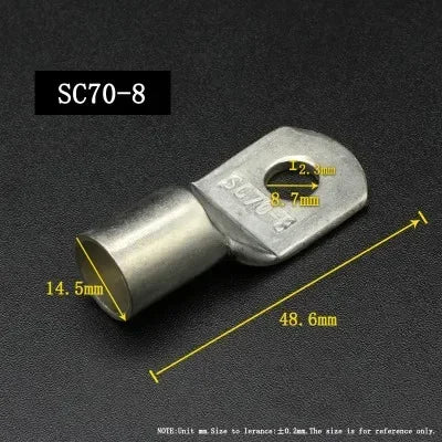 SC Type Wire Nose Terminal SC35 SC50 SC70 SC95 Bare Copper Battery Block Lugs Hole ID 6 8 10 12mm Crimp DTGA Cable End Connector