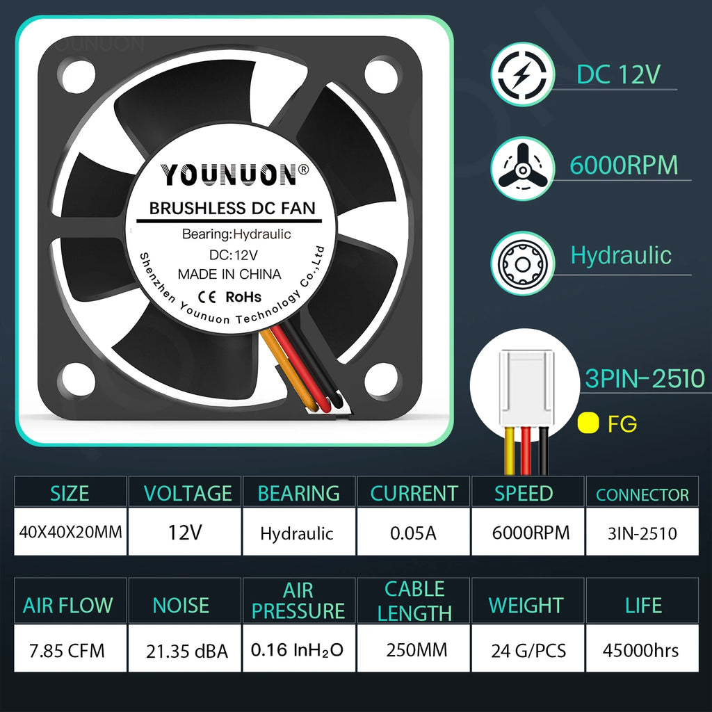 Dual Ball 40mm Cooling Fan 40x40x20mm Cooler 24V 12V 5V 4020 Computer Case Cooling Fan 2PIN 3PIN Heatsink Fan 3D Printer Fan