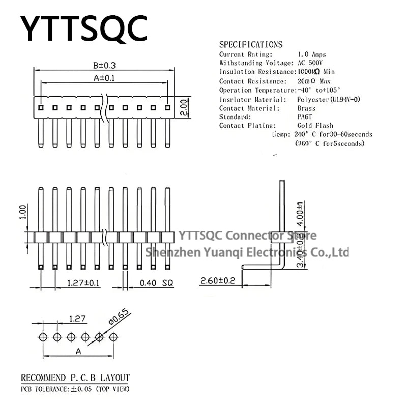 10pcs 1.27mm Single Double Row Right Angle Male Pin Header 5 6 7 8 9 10 25 40 50P RA Pin Header 0.05" PCB Breakaway Golden-Plate