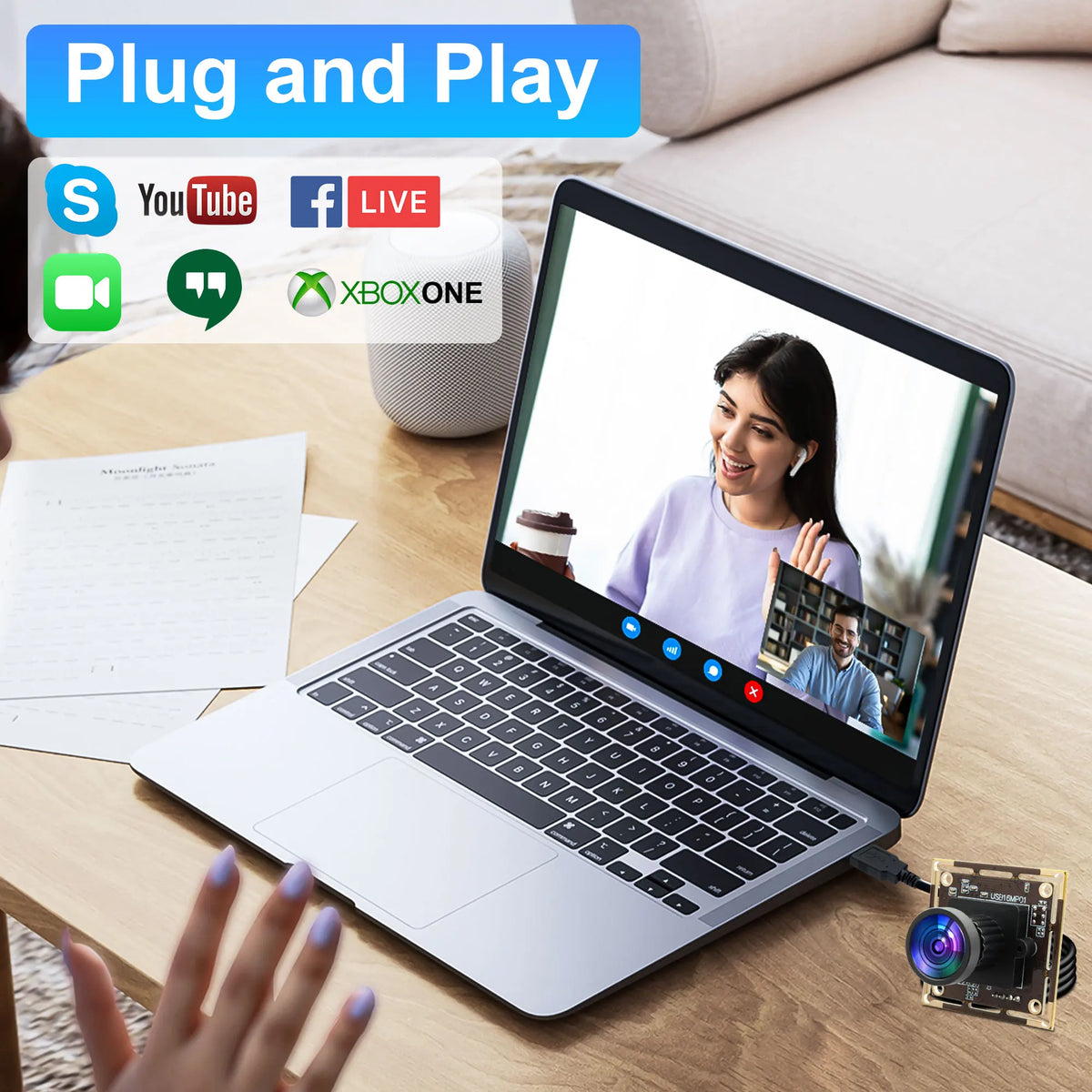ELP 16MP USB Camera Module Wide Angle PC Webcam with Micro Distortion Lens IMX298 Industrial Lightburn Camera for Raspberry Pi