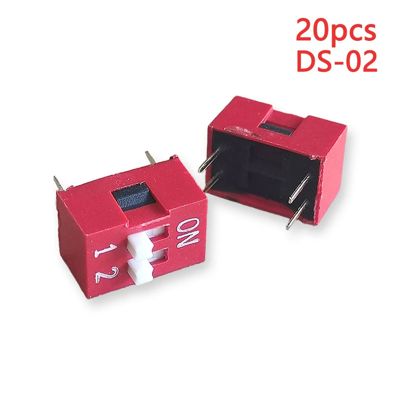 20PCS Red Toggle DIP Switch Module Spacing 2.54MM 24V Inline 1 2 3 4 5 6 7 8 9 10 12 PIN Quick Dial The Code Switch