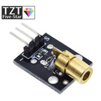 TZT 1/3PCS KY-008 3pin 650nm Red Laser Transmitter Dot Diode Copper Head Module for arduino DIY Kit