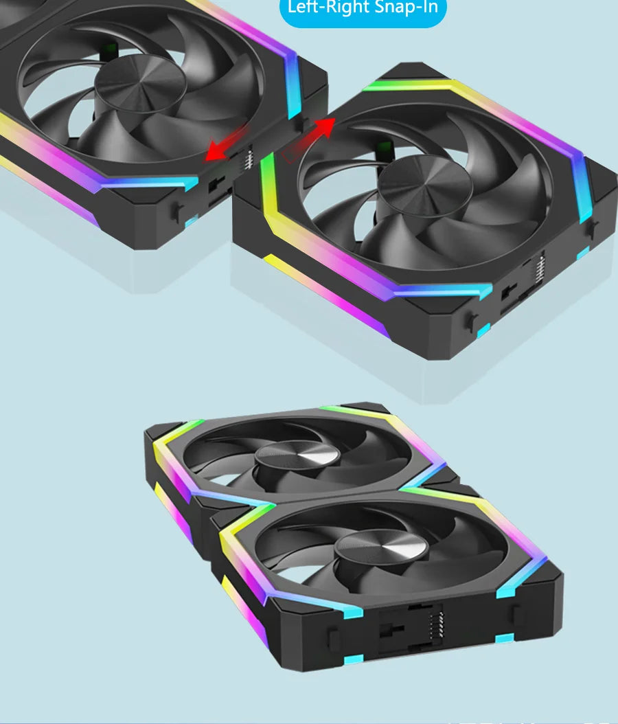 JUMPEAK CS120 ARGB Cooling Fan 360mm 240mm Modular Stackable Splicing Silent 120mm RGB Fans Kit For Gaming PC Case Water Cooler