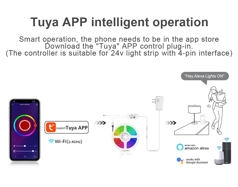 DC 12V Tuya Smart Life WIFI Controller / Bluetooth Smart Accessory Power Adapter for RGB LED Strip COB LED Light 2835/5050