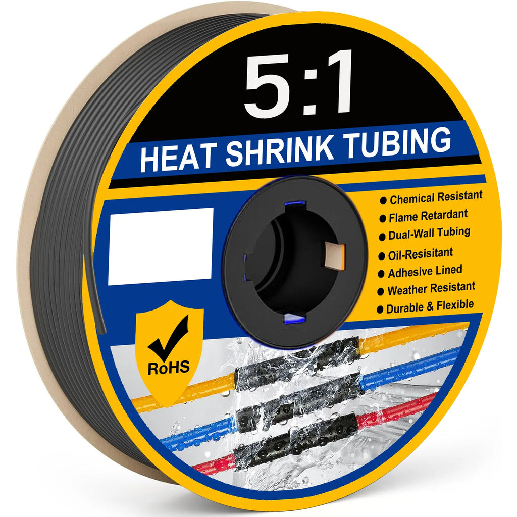 Φ4mm-Φ32mm Heat Shrink Tubing 5:1 Ratio Dual Wall Adhesive Lined Shrinkable Wire Wrap Tube Waterproof Industrial Marine Grade