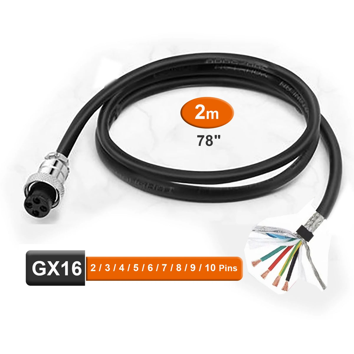 Aerial Circular Connector Aviation Plug GX16 With Shielded Cable Wire 2m GX-16 Female 2 3 4 5 6 7 8 Pins Customization Supported