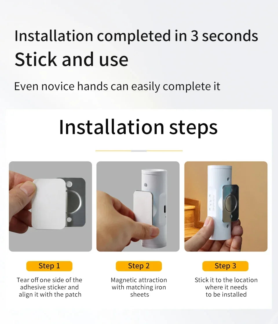 Rechargeable Motion Sensor LED Night Light Double Head Magnetic 3 Color Wall Lamp USB Charging for Closet Stairs Hallway Kitchen