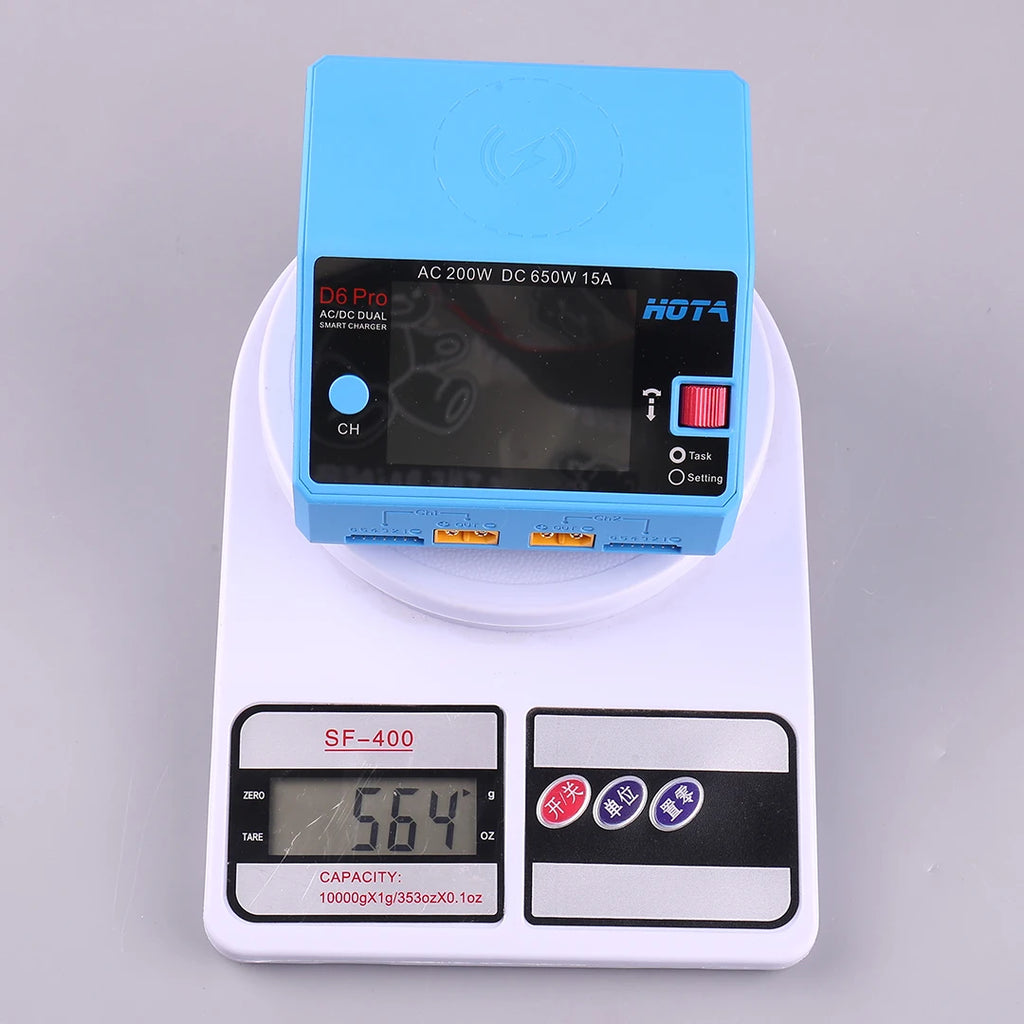 HOTA D6 Pro AC 200W DC 650W 15A*2 Dual Channel Lipo Charger Support Power Distribution 1-6S Battery Charger for RC Models Parts