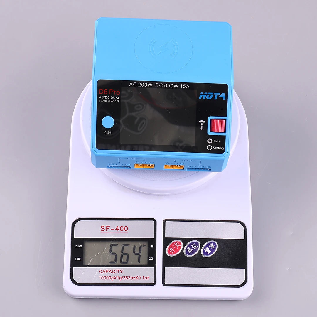 HOTA D6 Pro AC 200W DC 650W 15A*2 Dual Channel Lipo Charger Support Power Distribution 1-6S Battery Charger for RC Models Parts