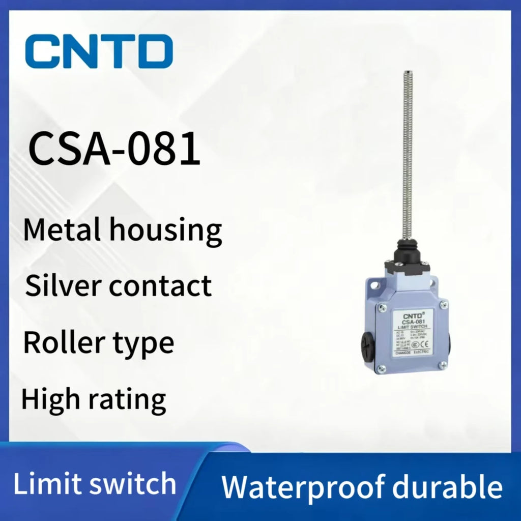 CNTD CSA-081 Limit Switch Micro Switch Long Metal Lever Arm Snap Action SPDT 1NO 1NC 10A 250V Waterproof Oil Proof